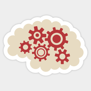 Brain with cogwheels thinking Sticker